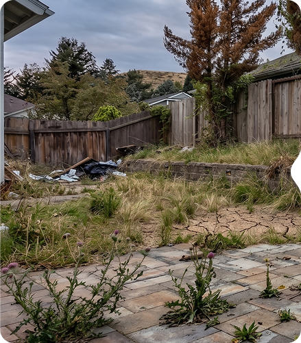 Backyard before the landscaping transformation